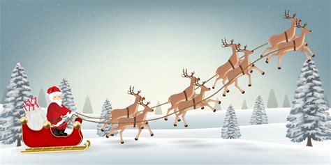 santa claus reindeer on christmas winter forest 2287434 Vector Art at ...