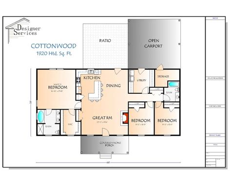 Cottonwood House Plan Square Feet Etsy