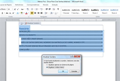 Aprenda Agora A Fazer Um índice Automático No Word Em 3 Passos Menos Fios