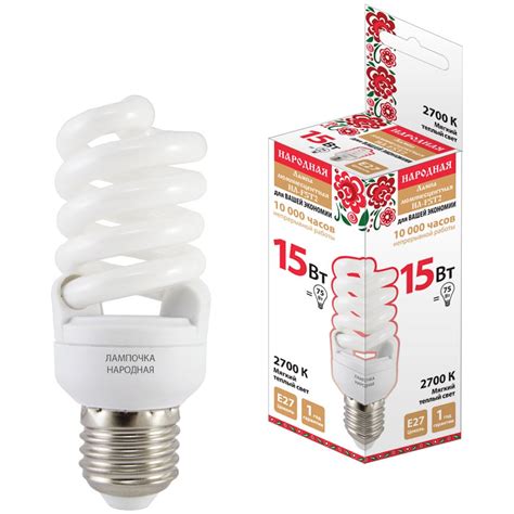 Люминесцентная лампа TDM НЛ-FST2-15 Вт-2700 К–Е27 SQ0347-0008 ...