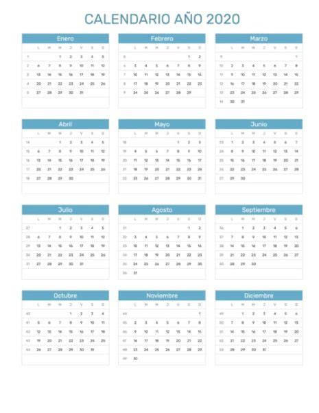 Calendario 2020 Para Imprimir Gratis