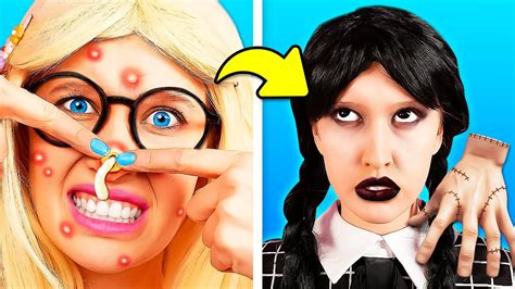 From Nerd To Wednesday Addams Extreme Makeover How To Become Wednesday Youtube