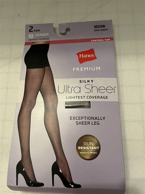 Hanes 2 Pair Pack Womens Control Top Ultra Sheer Hosiery Black Size