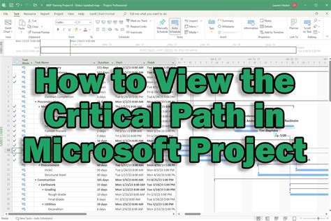 How To View The Critical Path In Microsoft Project Taradigm