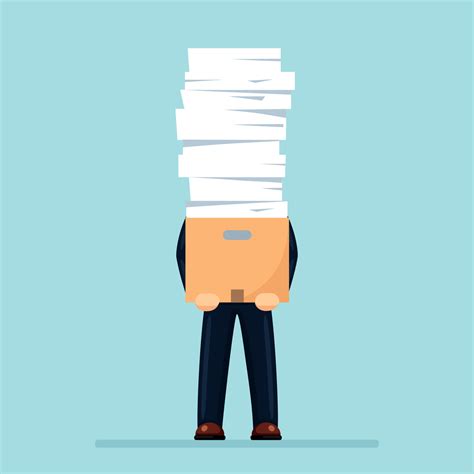 Pile Of Paper Busy Businessman With Stack Of Documents In Carton