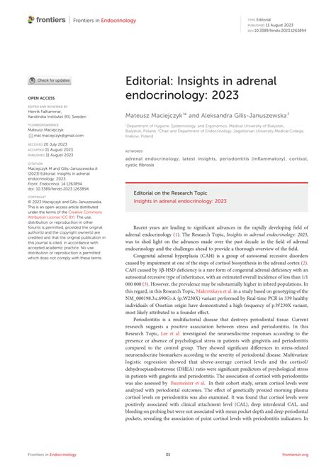 Pdf Editorial Insights In Adrenal Endocrinology 2023