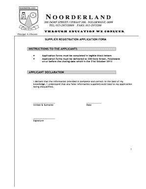 Fillable Online Supplier Registration Application Form PDF Version