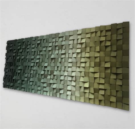 Wood Wall Art Ombre Wall Art Green Wall Decor Living Room Decor Wooden ...