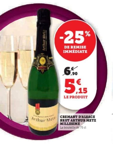 Promo CREMANT D ALSACE BRUT ARTHUR METZ MILLESIME Chez Super U