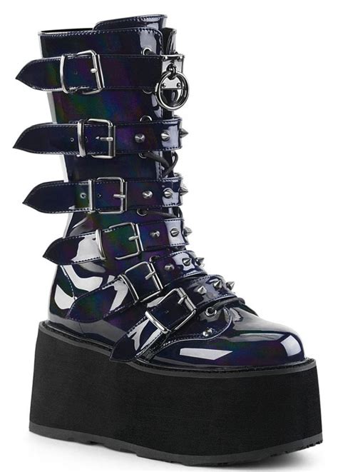 Demonia Damned 225 Hologram Gothic Platform Boot Attitude Clothing