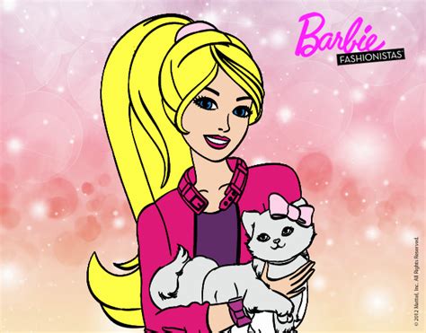 Dibujo De Barbie Con Su Linda Gatita Pintado Por En Dibujos Net El D A