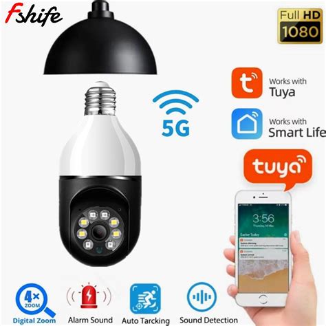 1080P 5G Wifi Kamera E27 Glühbirne Lampe Cam 2MP Smart Leben IR