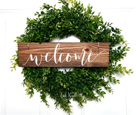 Welcome Sign Wood Welcome Sign Welcome Wreath Sign - Etsy | Welcome ...