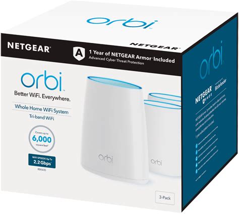 Netgear Orbi Ac2200 Tri Band Mesh Wi Fi System 3 Pack White Rbk43s