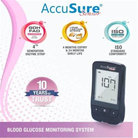 Accusure Sensor Th Generation Glucometer Machine With Strips