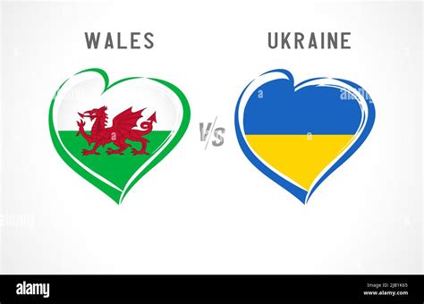 Wales Vs Ukraine Flag Emblem National Team Soccer On White Background