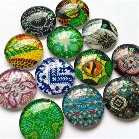 Round Glass Cabochon Mm Mixed Pattern Handmade Diy Embellishments