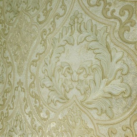 8564-05 Wallpaper Victorian Large Vintage Damask Yellow Gold Metallic ...