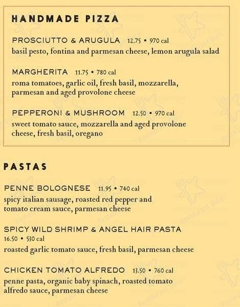 Menu at Nordstrom cafe, Las Vegas, Fashion Show Mall