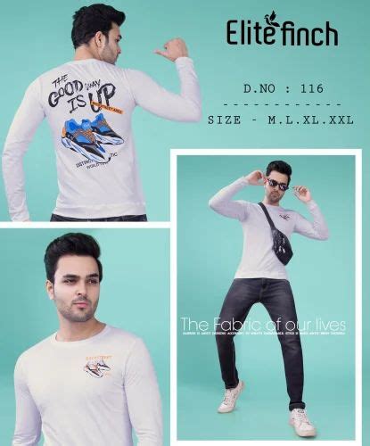 Cotton Elite Finch Men Round Neck Front And Back Printed T Shirts At Rs