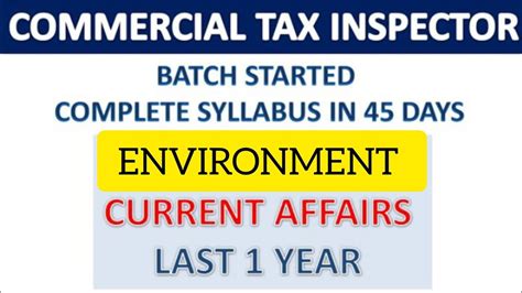 Commercial Tax Inspector Current Affairs Environment Kpsc Group C