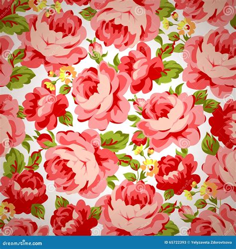 Estampado De Flores Del Vintage Con Las Rosas Rojas Ilustración Del