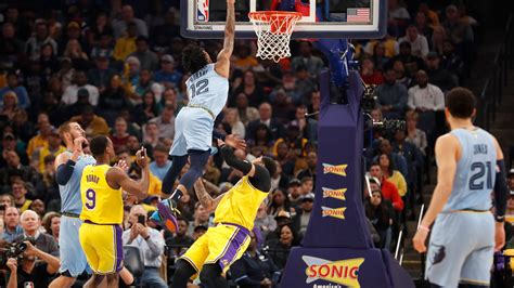 Grizzlies' Ja Morant attempts dunk over Anthony Davis in win vs Lakers