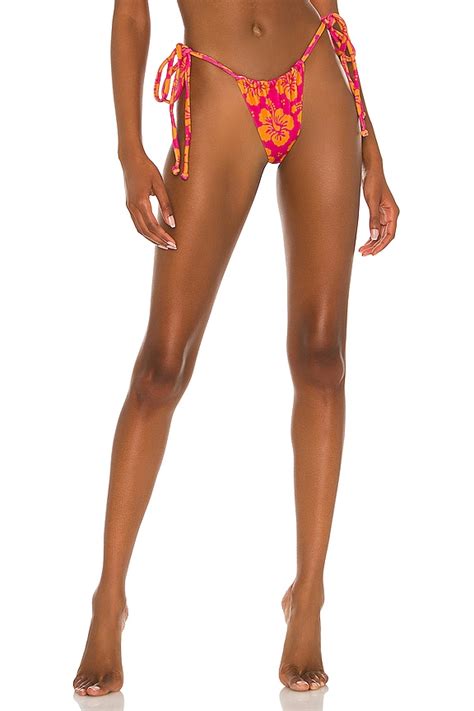 Frankies Bikinis Tia Terry Bikini Bottom In Hibiscus Honey Print Revolve