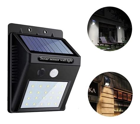 Lumin Ria Solar Leds Arandela Parede Sensor Presen A Mercado Livre