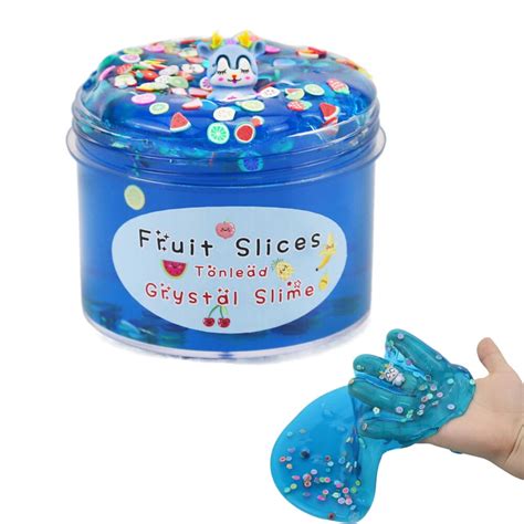 Seekfunning Blue Crystal Clear Slime With Glitters 2 36oz Soft Jelly