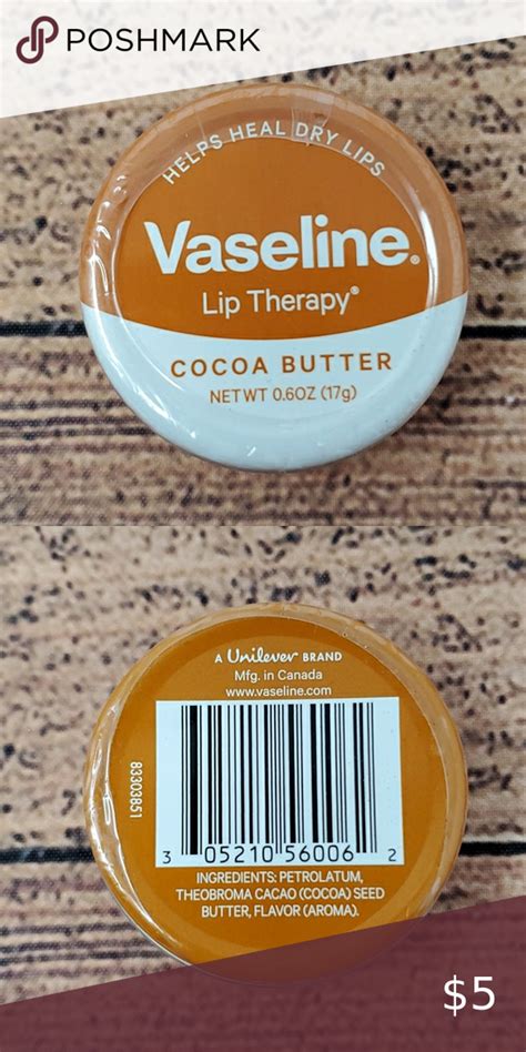 Vaseline Lip Therapy, Cocoa Butter, 0.6 oz tin Healing Dry Lips ...