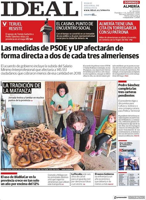 La Opini N De Almer A Las Portadas De Los Peri Dicos De Almer A