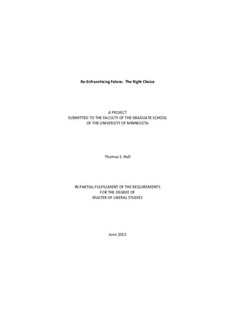 Fillable Online Conservancy Umn An Assessment Of How Felony Convictions