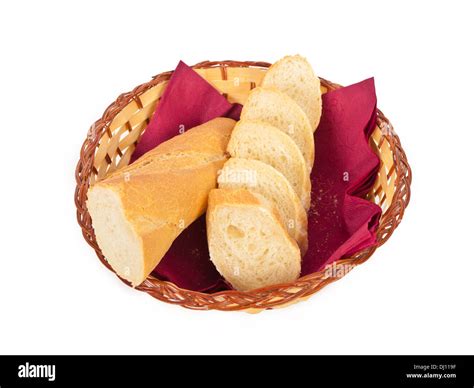 Fresh Baguette Bread In Basket Stock Photo Alamy