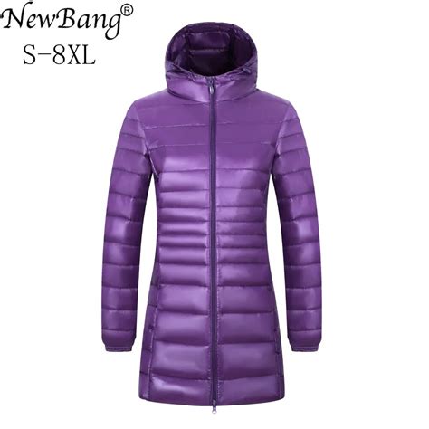 NewBang Chaqueta De Plumas Con Capucha Para Mujer Abrigo Largo