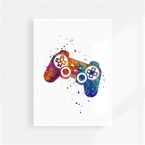 Video Game Controller Art Poster Joystick Print Gamer Room Etsy