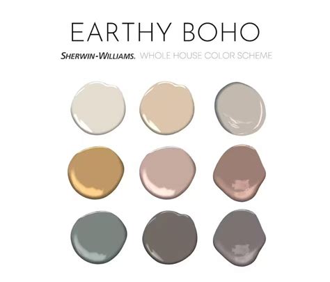 Earthy Boho Sherwin Williams Paint Palette Interior Paint Colors For