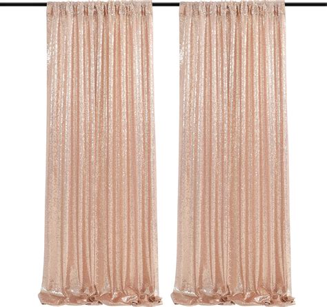 Amazon Rose Gold Sequin Backdrop Curtains 2 Pieces 2ft X 8ft