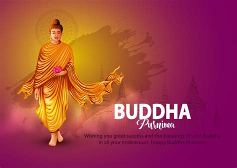 Happy Vesak Day Buddha Purnima Wishes Greetings Vector Image