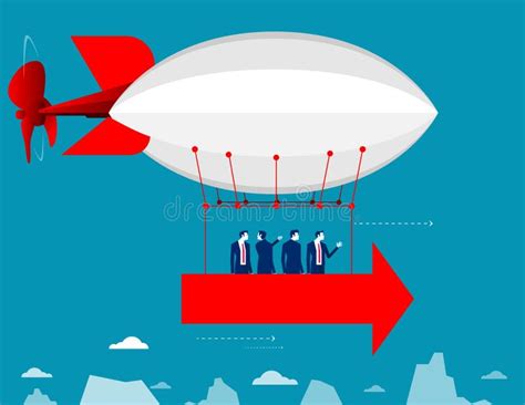 Team Flying In The Sky On Hot Air Balloon Business Direction Investment Vector Illustration