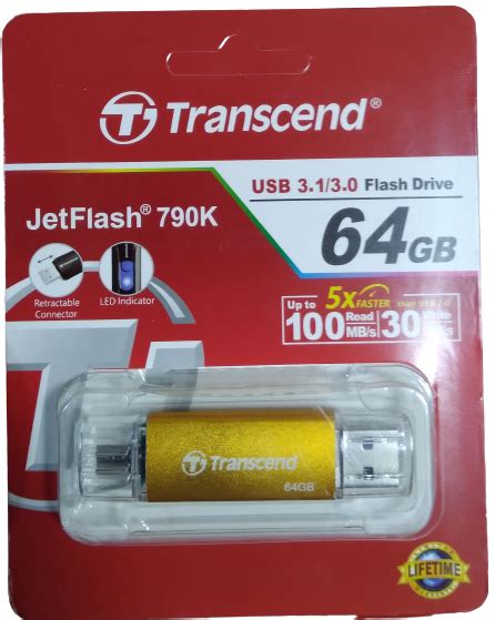 Original Usb Otg Transcend Flashdrive Jetflash 790k 64gb Usb 3 0 3 1 New Generation Lazada Ph