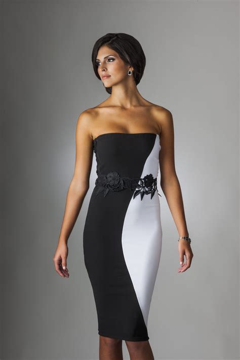 Black And White Cocktail Dress Party Dress Perlae Couture