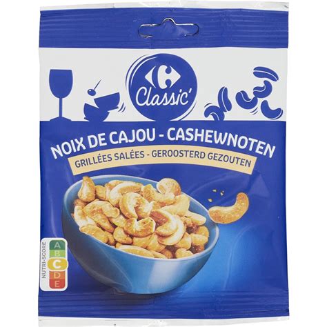 Noix de cajou grillées salées CARREFOUR CLASSIC le paquet de 125g à