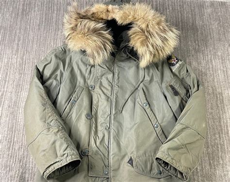 Vintage 70s Us Army Air Force Military Type N3b Extreme Cold Weather Heavy Duty Fur Hood Green