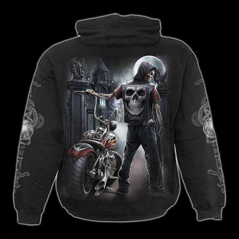 Kapuzenpulli Skelett Biker Night Church Kapuzenpullover Spiral