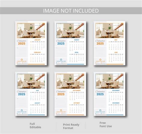 Premium Vector 6 Page Wall Calendar Template Design