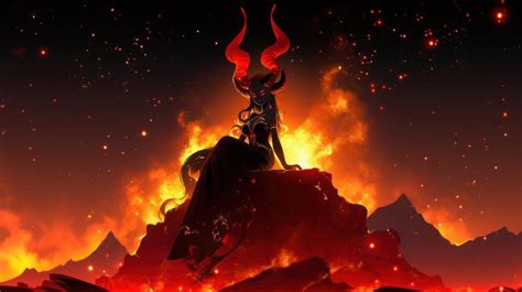 Premium Ai Image Demon Woman In Hell Sitting On A Throne