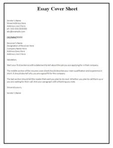 Essay Cover Sheet Format Free Sheet Templates