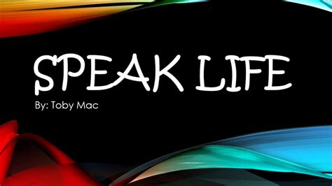 Speak Life Toby Mac Karaoke Version Wlyrics Youtube