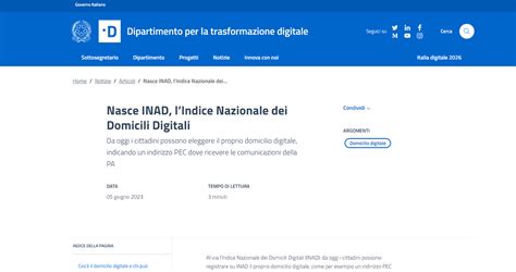 Domicilio Digitale Al Via Liscrizione Della PEC NellINAD